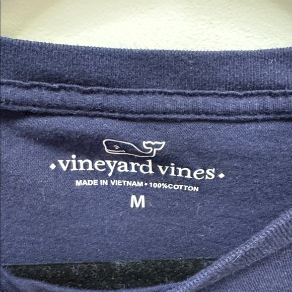 Vineyard Vines Menorah T-Shirt Long Sleeve Men Navy Blue Crewneck M, like new - Picture 3 of 7